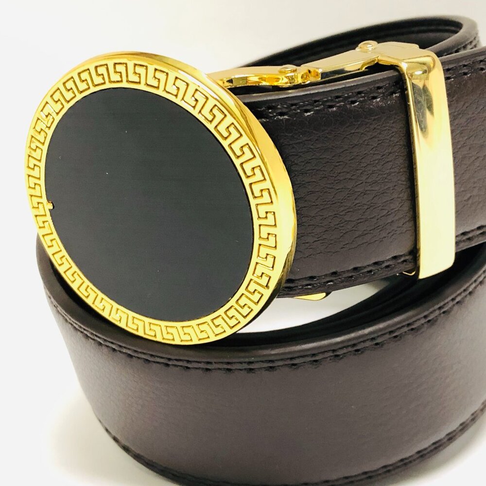 Dark Coffee Belt Automatic Buckle Slide Belts No Hole Strep Ratchet Leather 2025